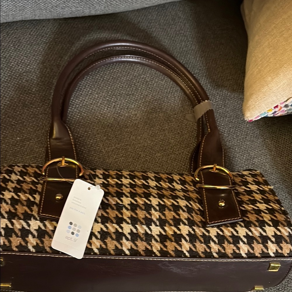 Apt. 9 Brown and Tan Houndstooth Satchel